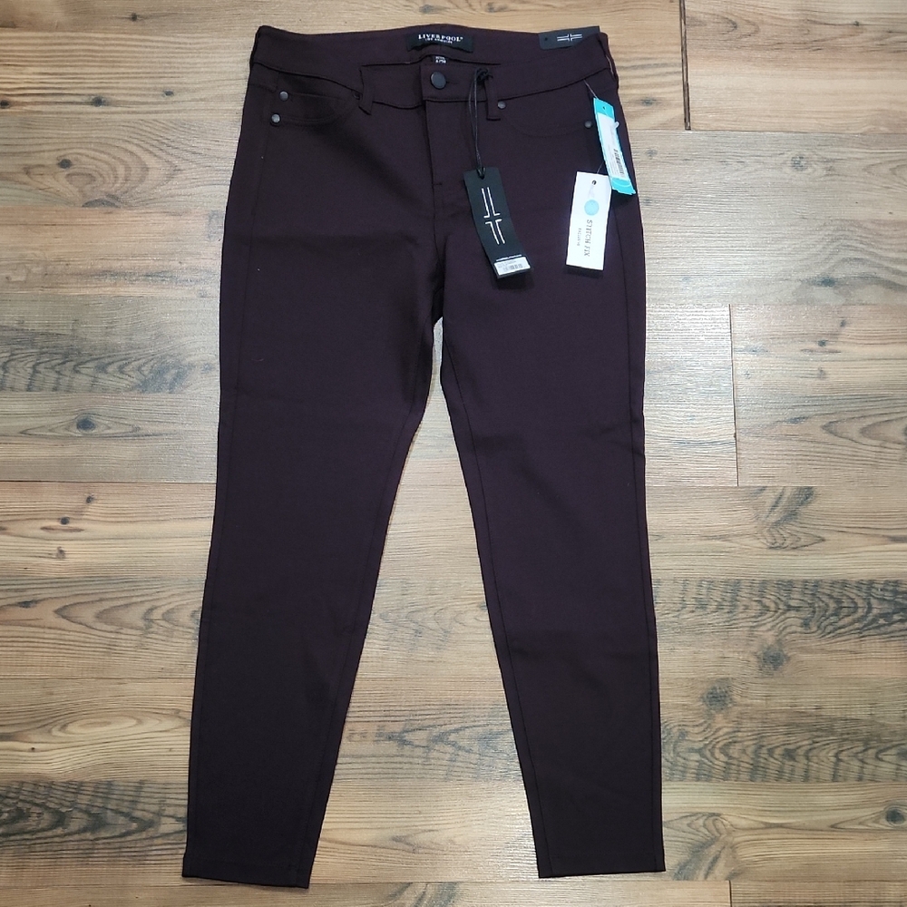NEW Liverpool Burgundy Stretch Pants Skinny Pants 6 Petite‎ Normcore Basic Corp